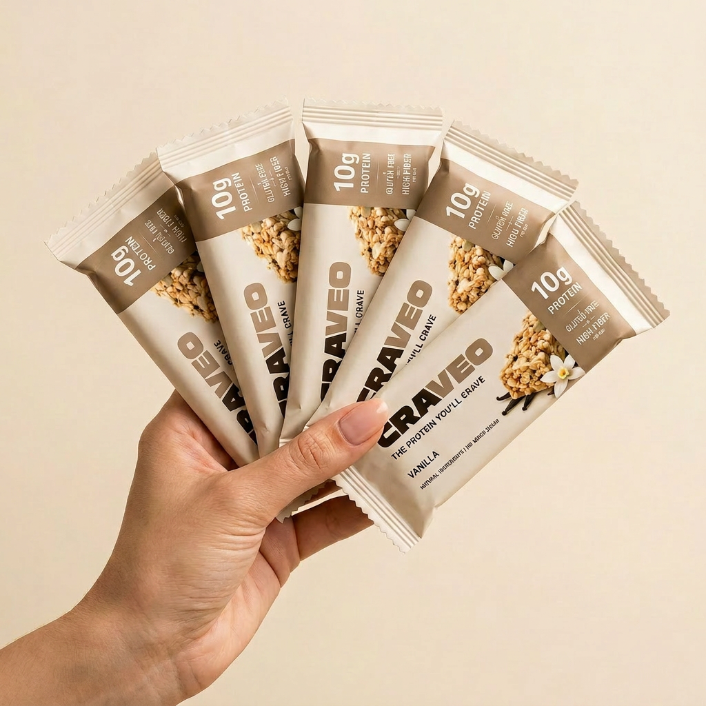 Craveo Vanilla Protein Bar — 5 Bar Travel Pack